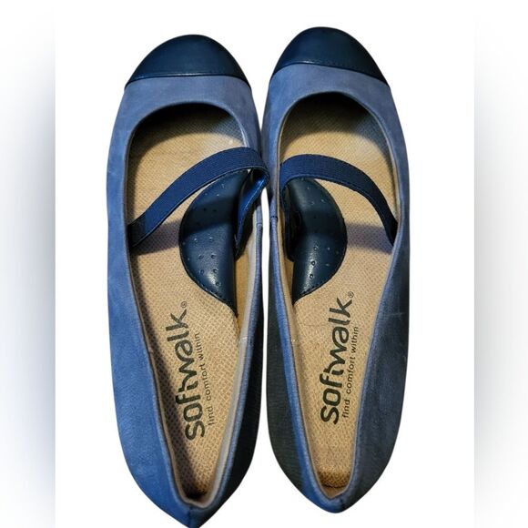 Softwalk Napa Womens Blue Extra Wide Mary Jane Flats Shoes, Size 7 - Picture 3 of 11